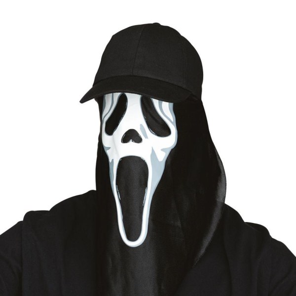 Scream Mask med Cap Maskerade Black one size