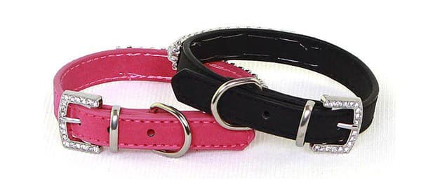 Hundhalsband dekorerad med stenar Pink M
