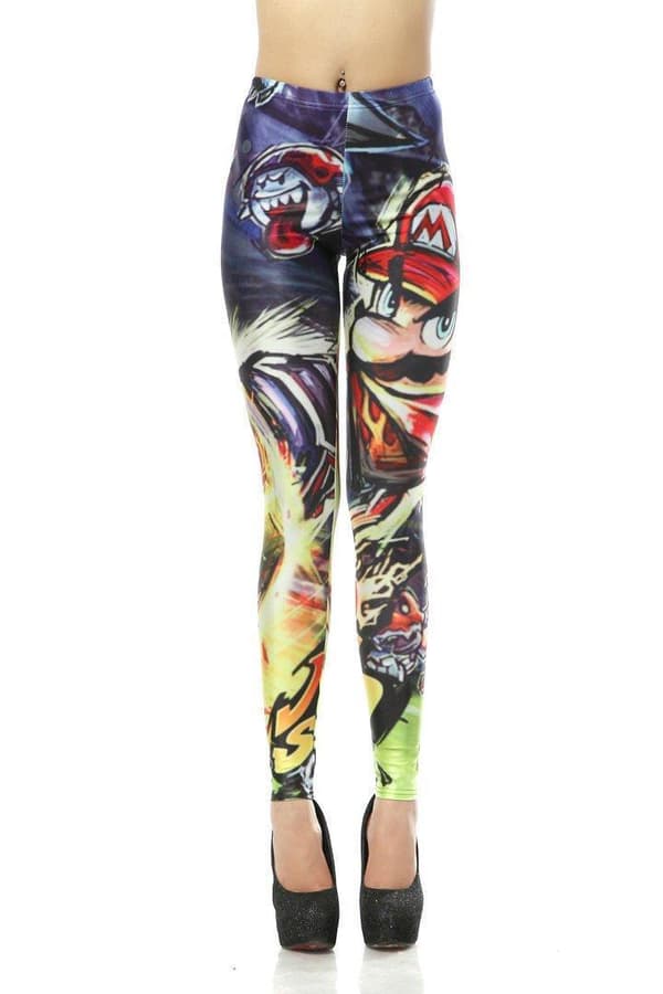 Leggings med tecknat tryck multifärg S