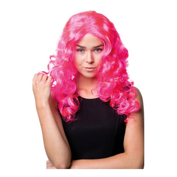 Vaaleanpunainen pitkä Jessica peruukki Naamioitu Halloween Pink one size