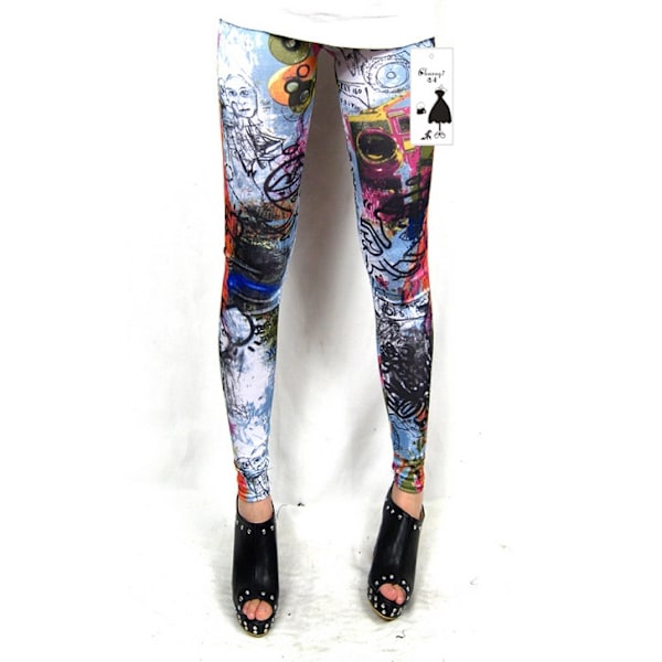 Tattoo Mönstrade Leggings Mjuka Stretch multifärg one size