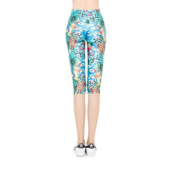 Blå Mønstrede Capri Leggings MultiColor S