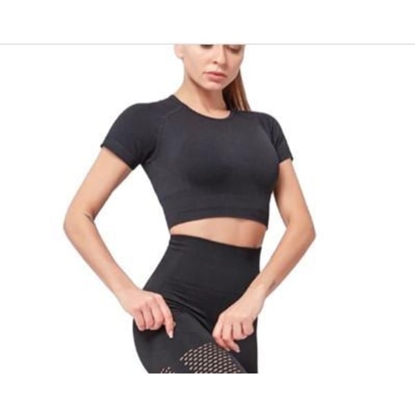 Svart crop topp seamless  med luftig rygg Svart L