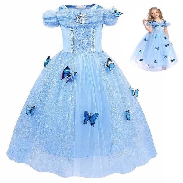 Prinsessklänning Elegant Blå Barn Maskeraddräkt Blue 110