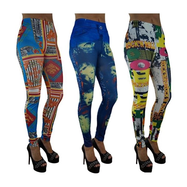 Sömlösa Mönstrade Leggings 3-pack multifärg one size