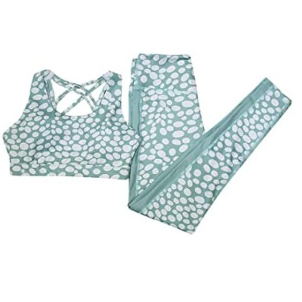 Prickig Yoga Fitness 2-delat Träningsset Green L