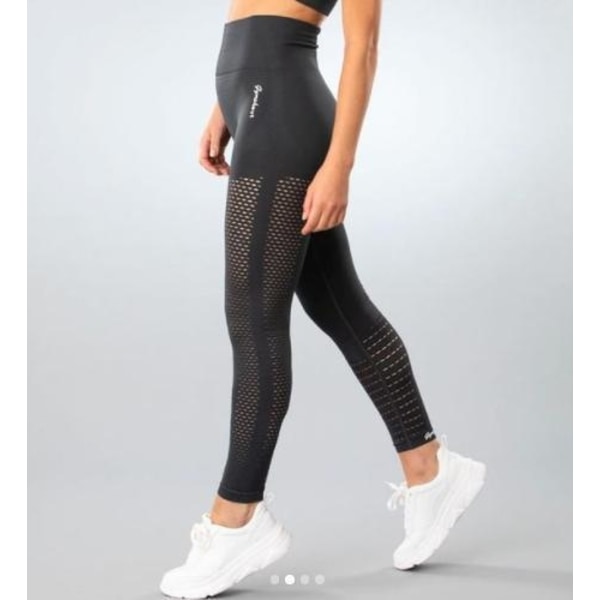 Mörkgrå Seamless Tights Leggings Mesh Gymshout Large Mörkgrå L