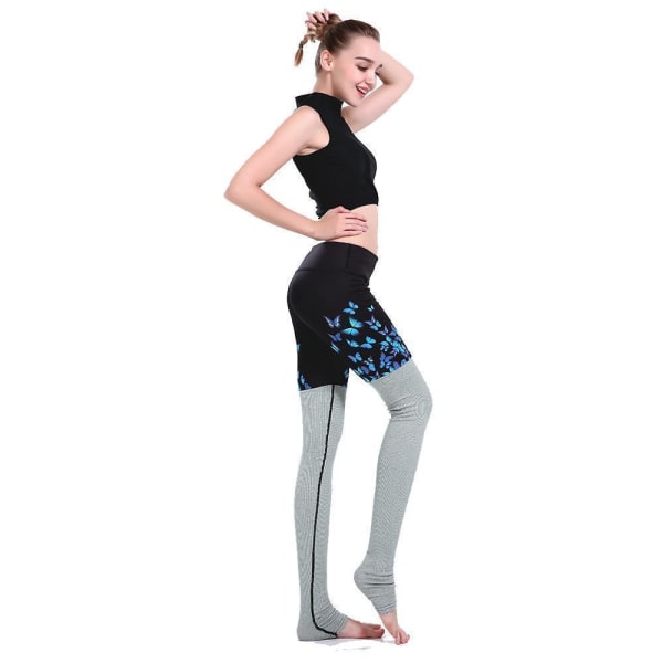 Blå fjärils Yoga Leggings MultiColor XL