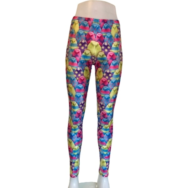 Påskägg Påskkycklingar Färgglada Mönstrade Leggings Multicolor M
