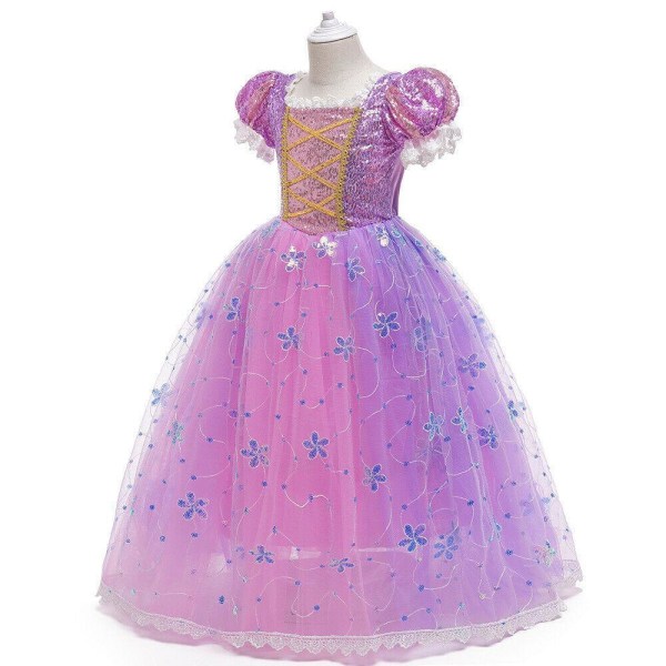 Prinsessklänning Rapunzel Frost Elsa Anna Maskeraddräkt Purple 140