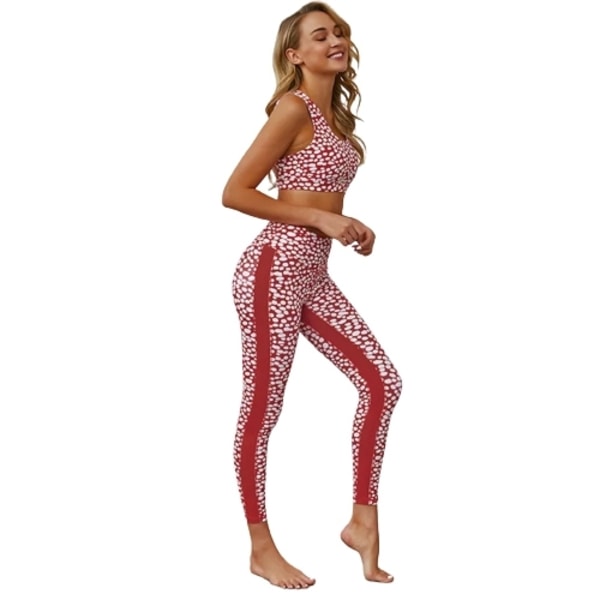 Prickig Yoga Fitness 2-delat Träningsset Röd Röd S