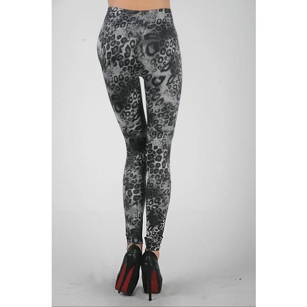 Grey Leopard Spot Leggings Grey one size