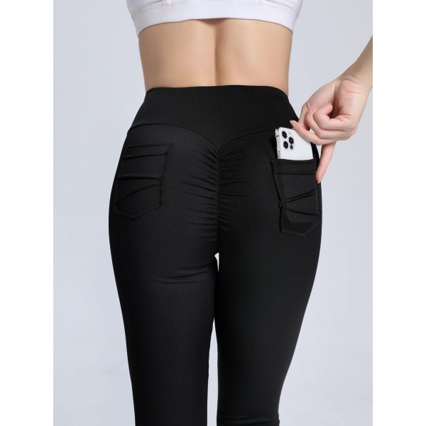 Svarta Leggings med Fickor Black XL