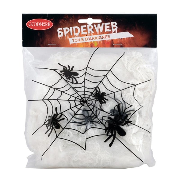 Edderkoppespind med 5 edderkopper White one size