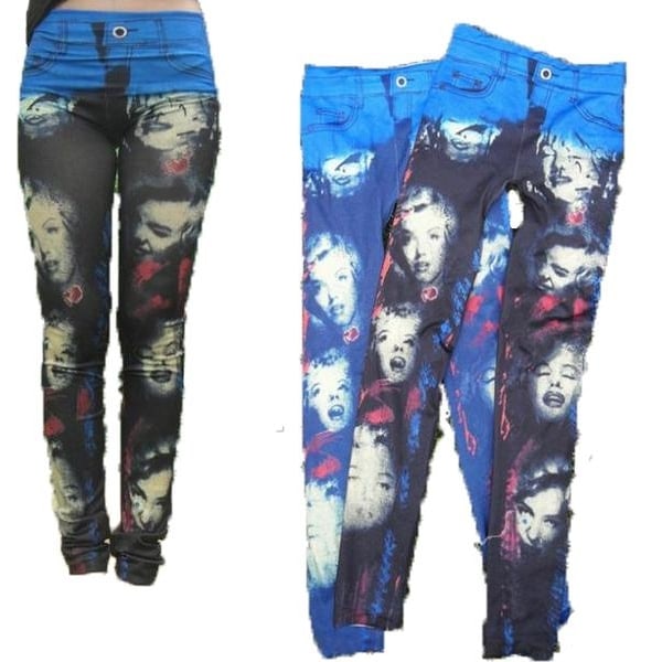 Marilyn Monroe Leggings Blå Blue one size