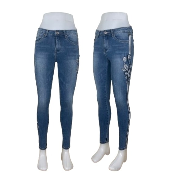 Blå Jeans med stripe på sidorna och mönster Blå XS