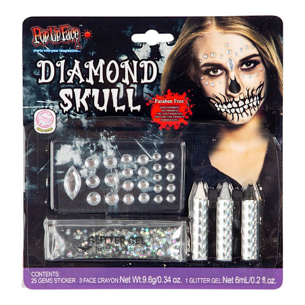 Make up kit Diamond Skull Halloweensmink Silver one size