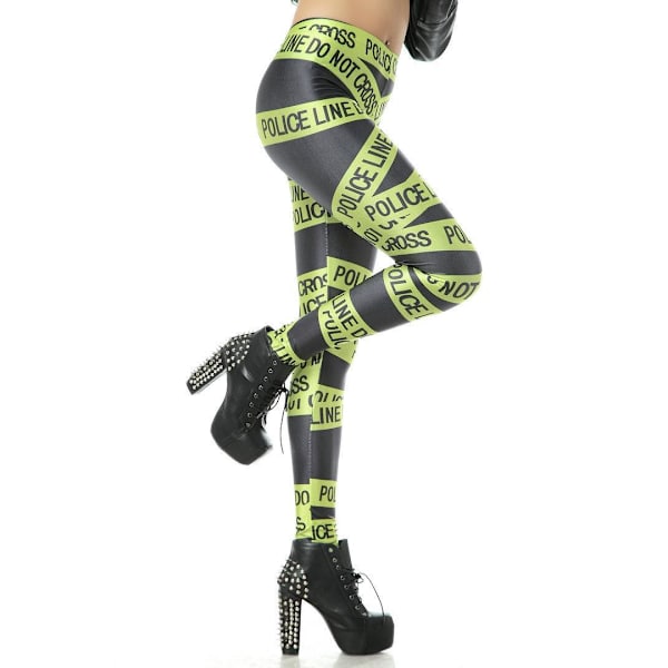 Grön Police Line Leggings MultiColor M