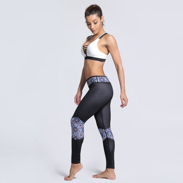 Svarta Yoga Leggings Med Mönster Black S