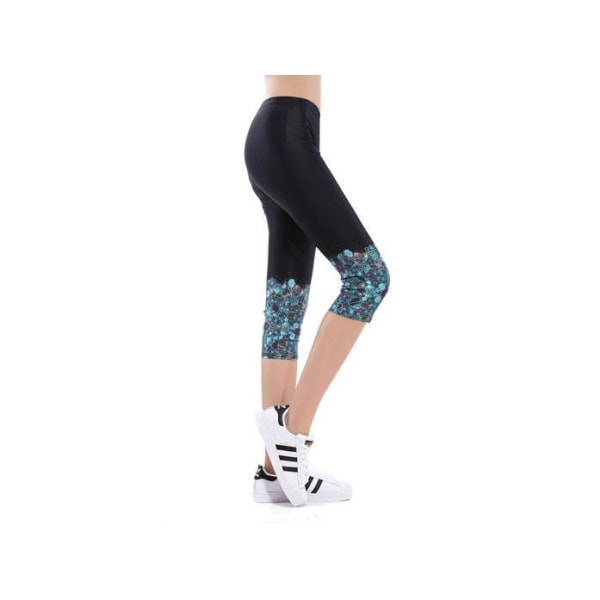 Sorte Capri-leggings med muslingemønster MultiColor S