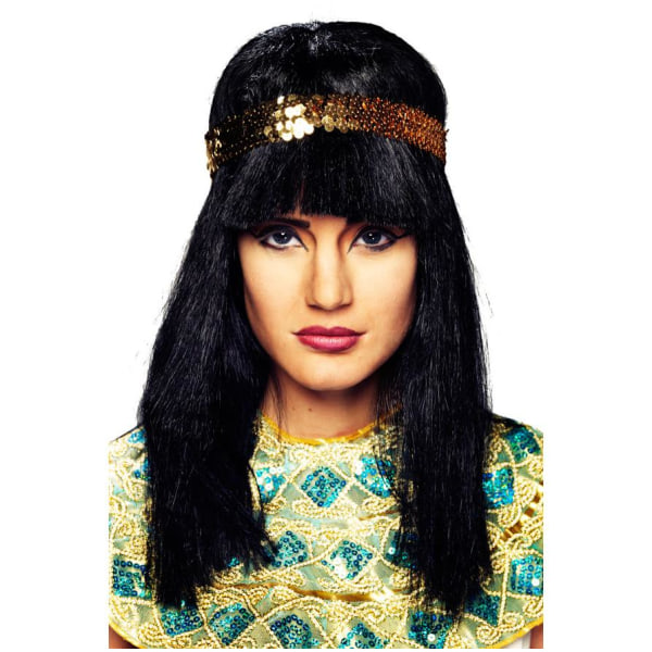 Sort Cleopatra paryk maskerade Black one size