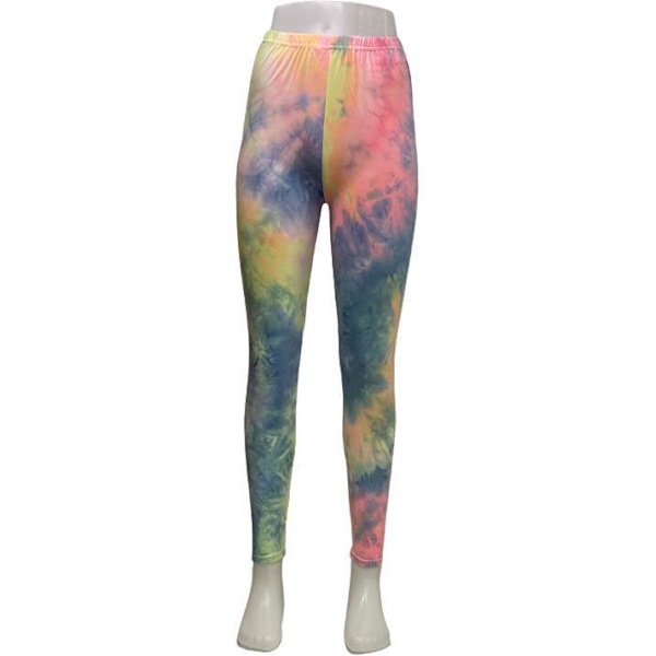 Färgglada Mönstrade Leggings Blå one size