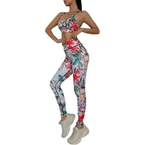 Floral Sport Fitness træningssæt i 2 dele MultiColor S