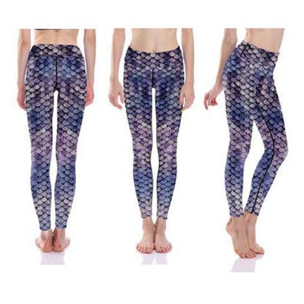 Lila Mermaid Yoga Leggings Purple L