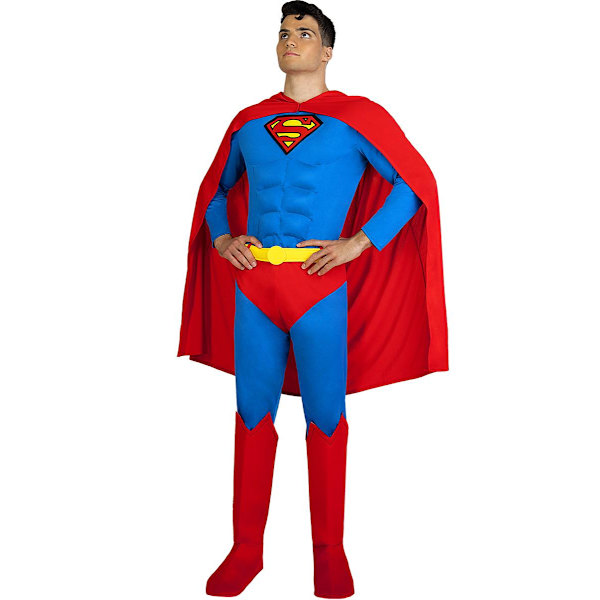 Superman med Ljus och Muskler Maskeraddräkt multifärg M