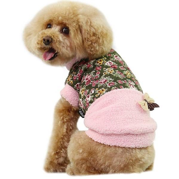 Hundjacka med blommor Fodrad Hundkläder MultiColor XL