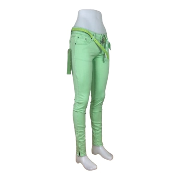Grønne bløde jeans med bælte 34 Lime green 34