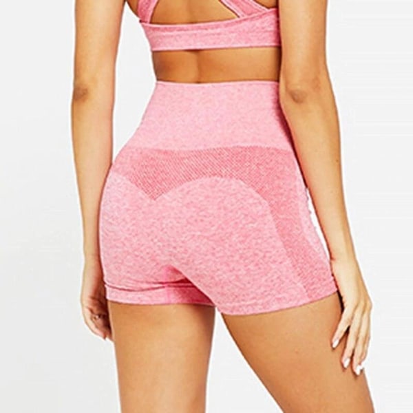 Rosa Fitness shorts med hög midja Pink L