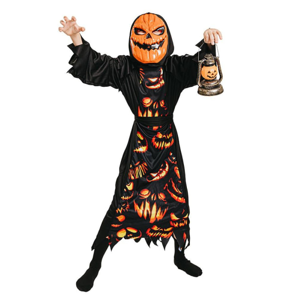 Pumpa Demon med Mask Maskeraddräkt Halloween Black 128