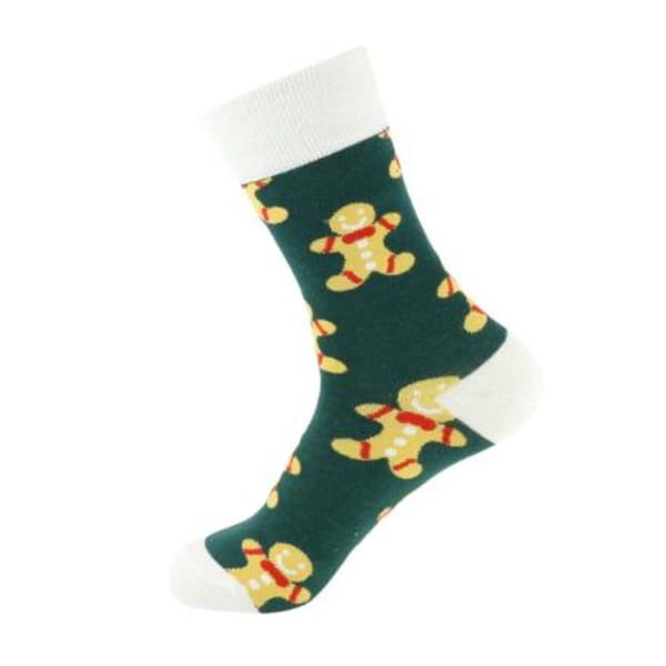 Joulusukat Trendikäs Värikkäät sukat 5 eri kuviota Gingerbread MultiColor one size