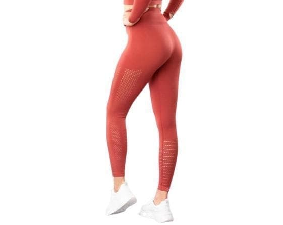 Röda Seamless Tights Leggings Mesh Röd L