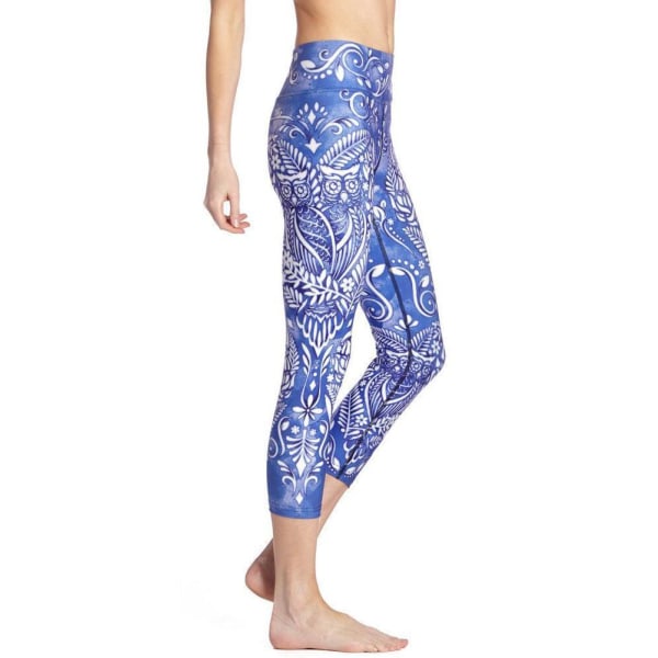 Blå Mandala Blomster Yoga Capri Leggings Blue L