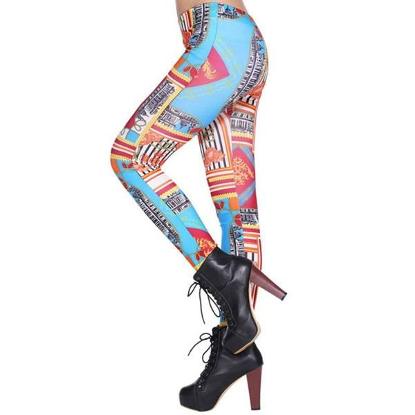 Färgglada mönstrade leggings multifärg one size
