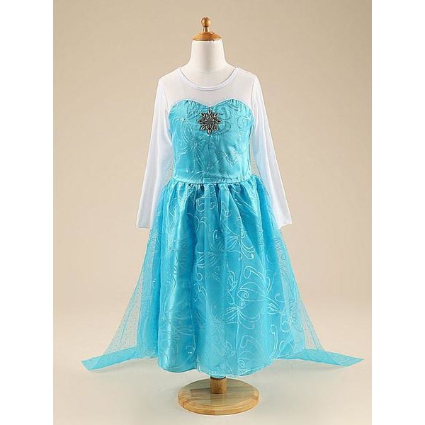 Elsa Princess kjole med lang trailer Blue 110 cl