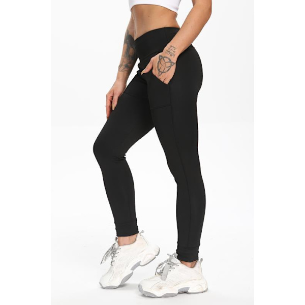 Svarta Leggings med fickor Black S