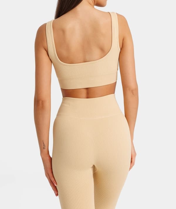 YogatightsTräningstights Ribbade Tights Beige L