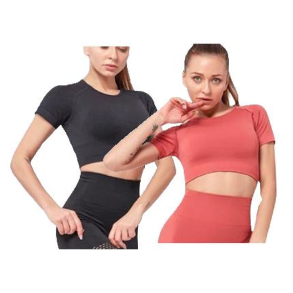 Rød crop top sømløs med luftig ryg Red M