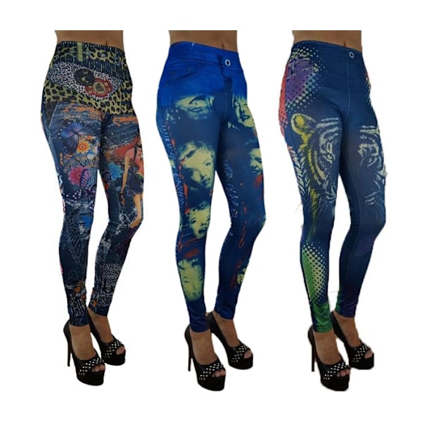 Sömlösa Mönstrade Leggings 3-pack multifärg one size