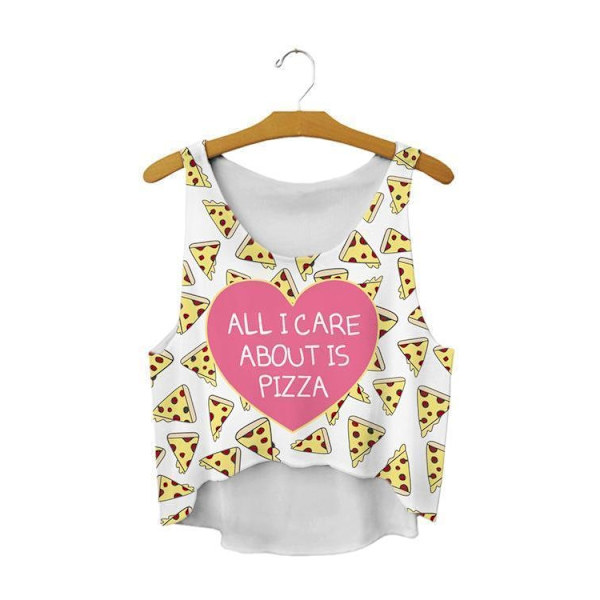 Allt jag bryr om är Pizza Crop Topp White XL