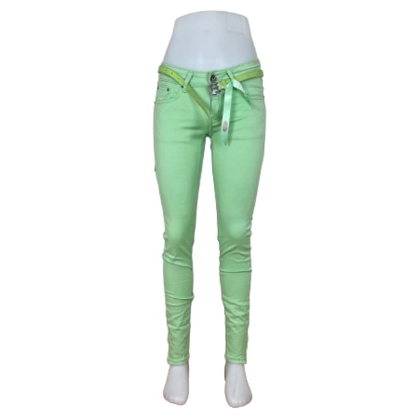 Grønne bløde jeans med bælte 34 Lime green 34