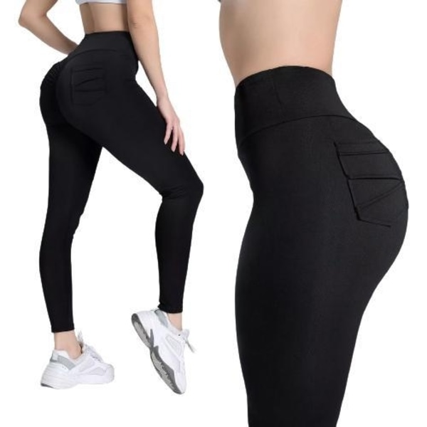 Svarta Leggings med Fickor Black XL