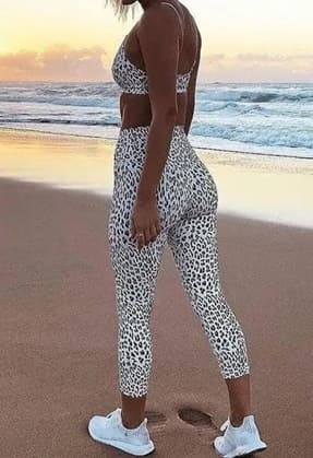 Träningstpp  i leopardmönster, Sport-BH White S