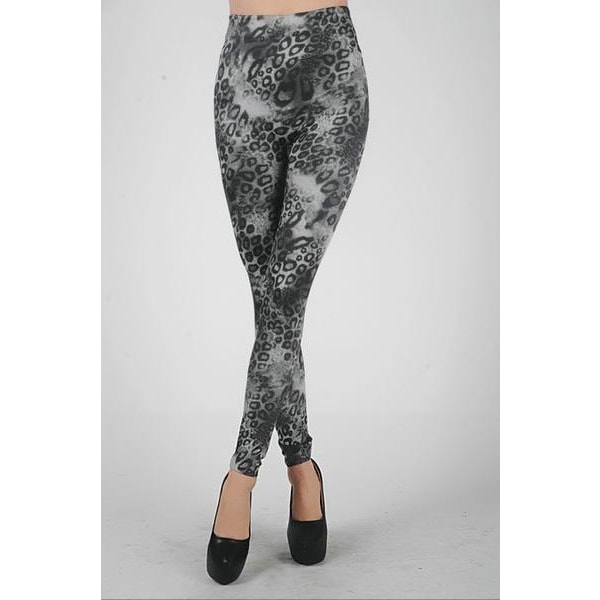 Grey Leopard Spot Leggings Grey one size