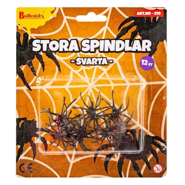 Spindlar stora 12 st Halloween Black one size