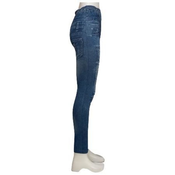 Blå Mönstrade Jeans Leggings Blå one size