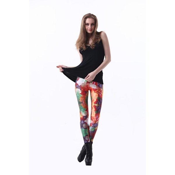 Färgglada Leggings med mönster multifärg XL